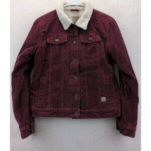 Carhartt 100659 625 Sherpa Lined Button Up Corduroy Chore Jacket Women's S 4/6